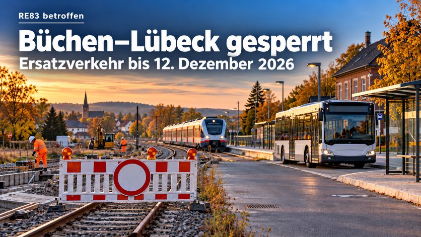 Bahnstrecke Lübeck–Büchen: Sperrung und Ersatzverkehr 2026
